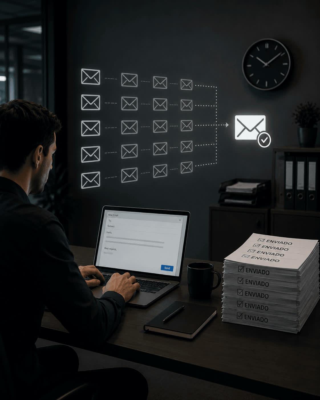 Caixa de email cheia de tarefas repetitivas